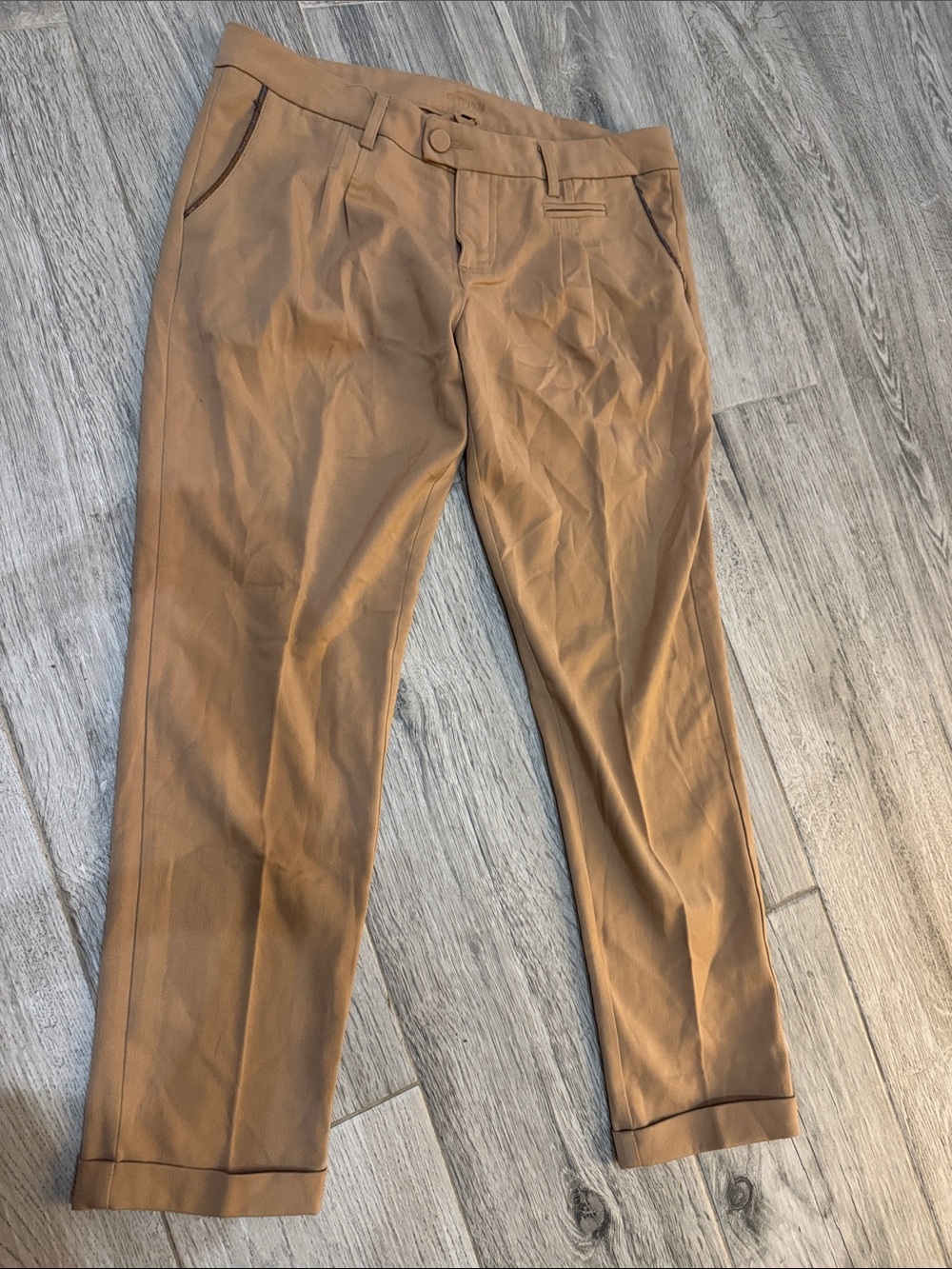 See thru Sol vintage Women's Tailored low rise Pants in Camel